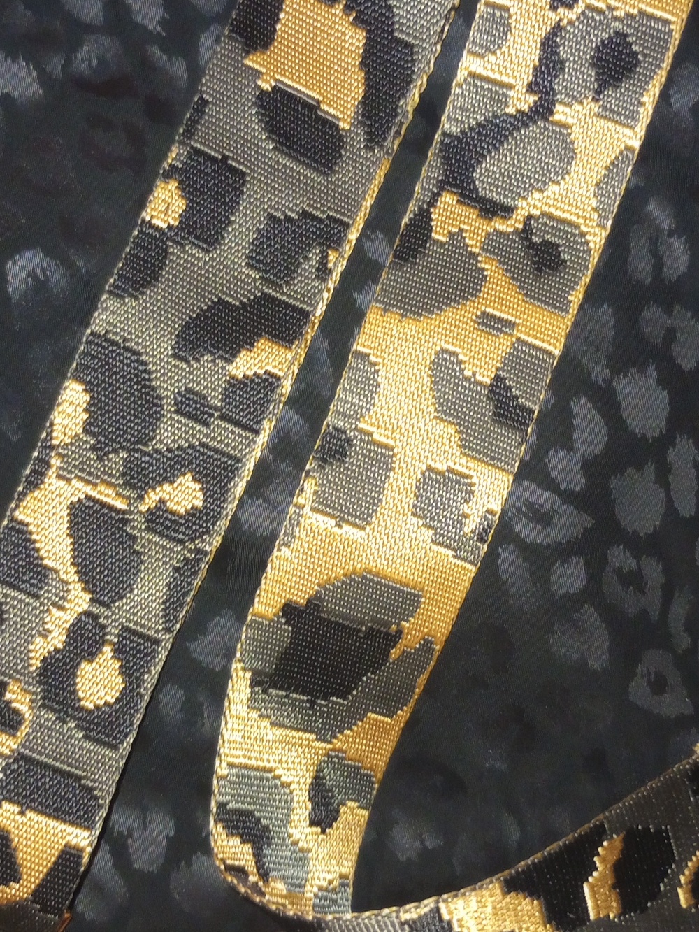 Black Leopard-Print Crossbody Bag with Removable Hand Strap And Guitar Strap - Picture 7 of 7
